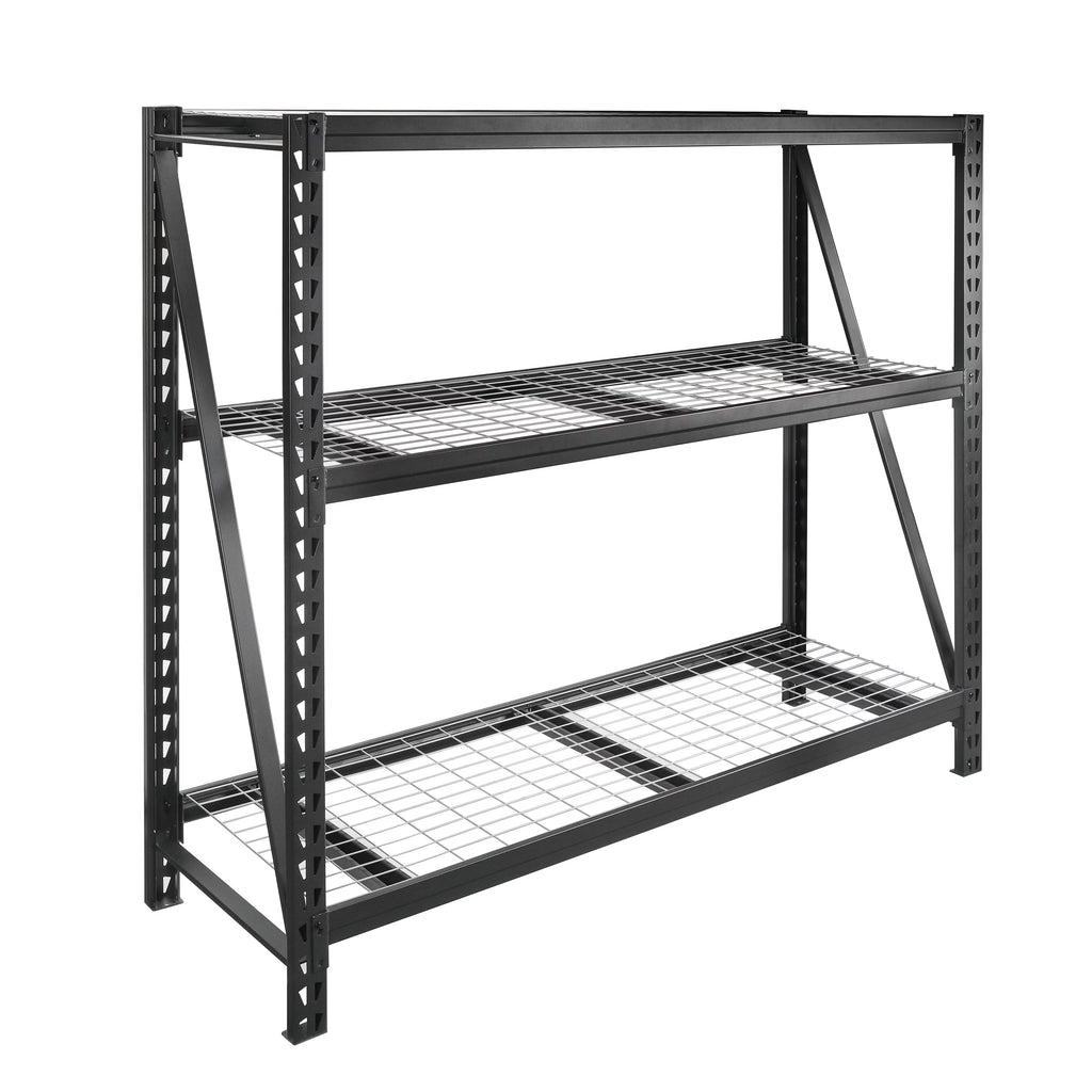Black Steel 3-Tier Storage Shelf Unit 72-Inch-H x 77-Inch-W x 24-Inch-D I767