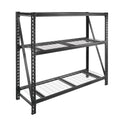 Black Steel 3-Tier Storage Shelf Unit 72-Inch-H x 77-Inch-W x 24-Inch-D I767
