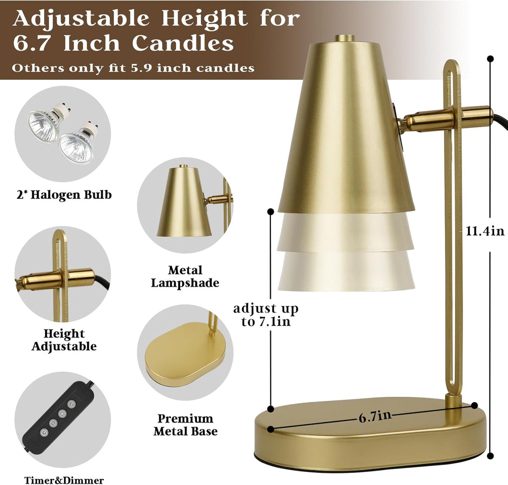 Candle Warmer Lamp with Timer, Adjustable Dimmable, 2 Bulbs R6526