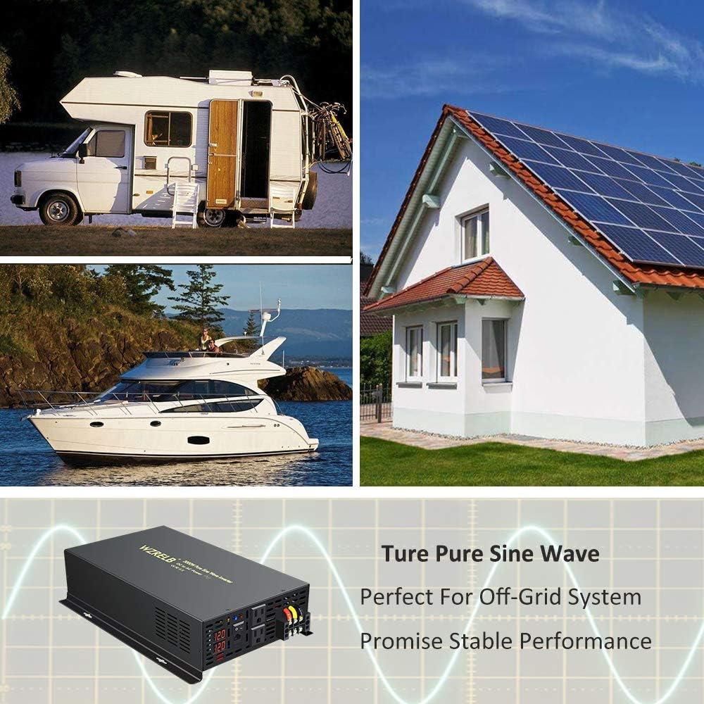 3000 Watt 12V DC Pure Sine Wave Power Inverter with Remote Control Switch E542