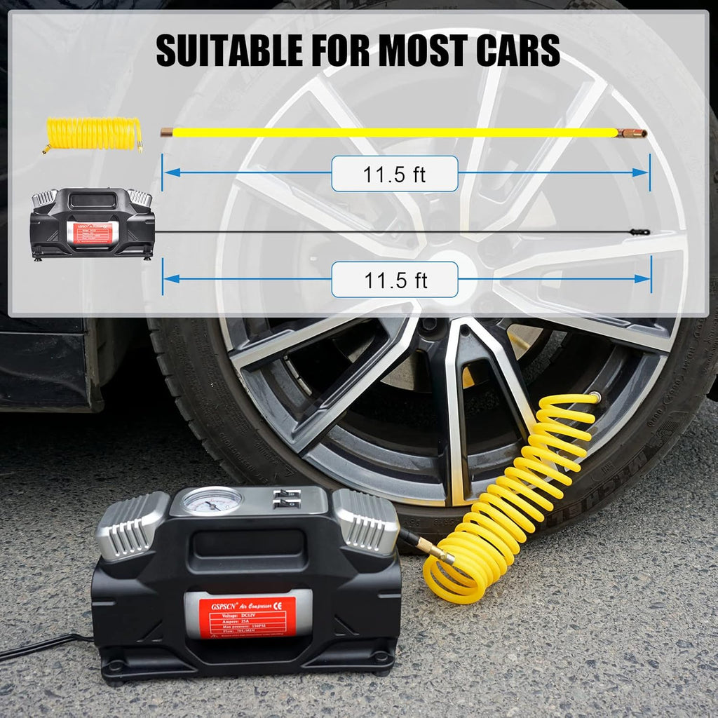 Portable 12V Heavy Duty Metal Tire Inflator 150PSI Air Compressor G46605