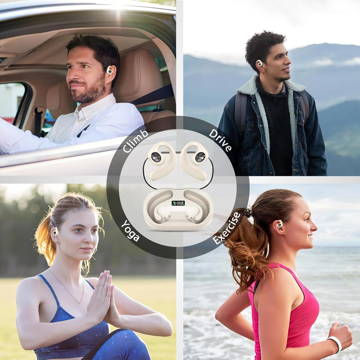 Wireless Open Ear Earbuds with LED Digital Display C552192