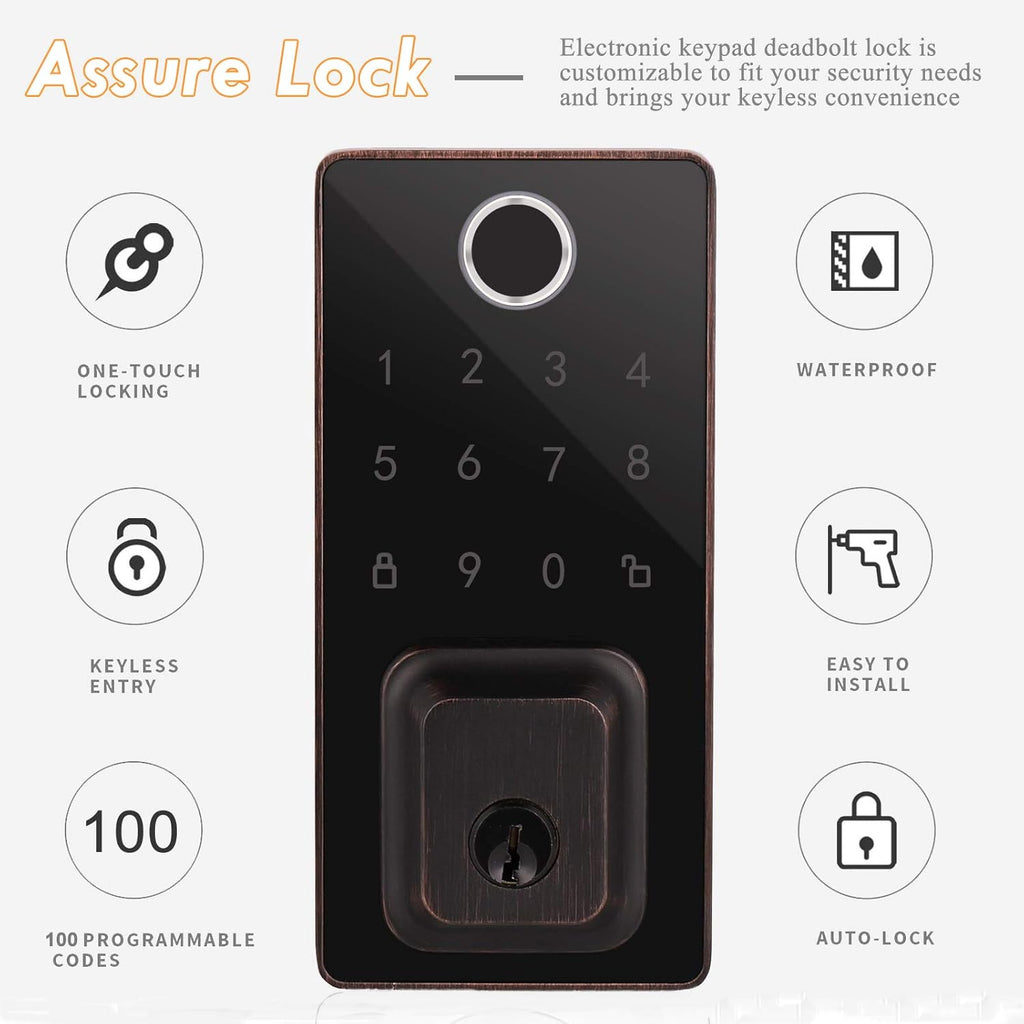 Keyless Entry Electronic Deadbolt Oil Rubbed Bronze D1887