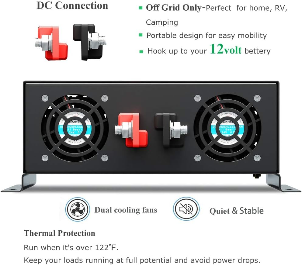 3000 Watt 12V DC Pure Sine Wave Power Inverter with Remote Control Switch E542