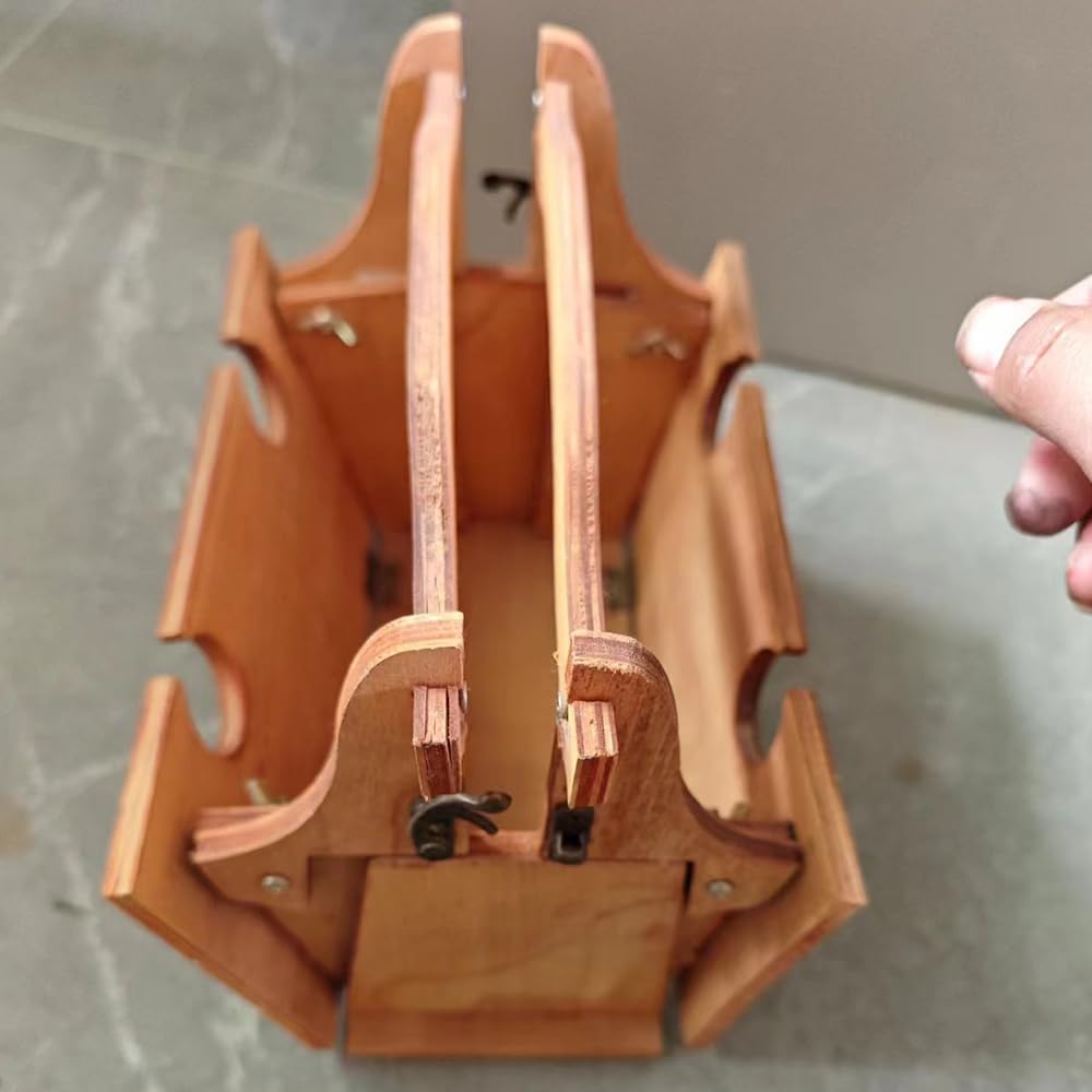 Wooden Folding Picnic Basket Table with Wine Glass Holder M449