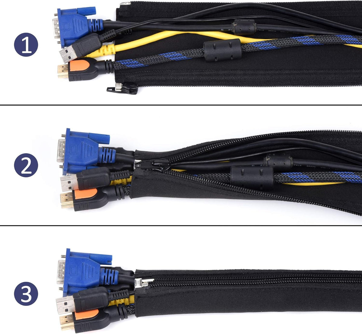 4 Packs Black Cable Management Sleeve N9180
