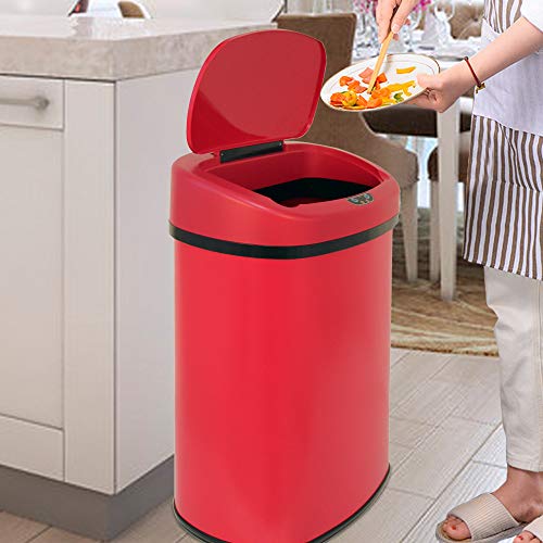 13 Gallon Stainless Steel Automatic Sensor Trash Can with Lid, Black N896