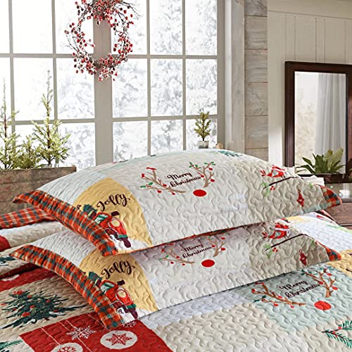 White Queen Christmas Quilt Bedspread Set P1871