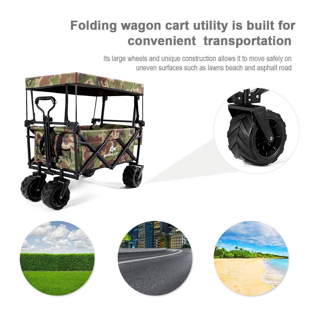 Collapsible Folding Wagon Cart with Canopy D303