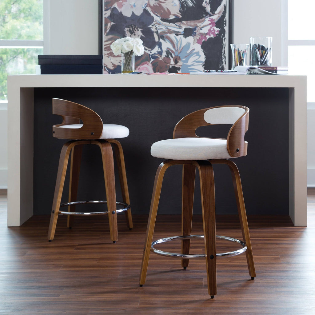 Beige Bentwood Swivel Stool P791744