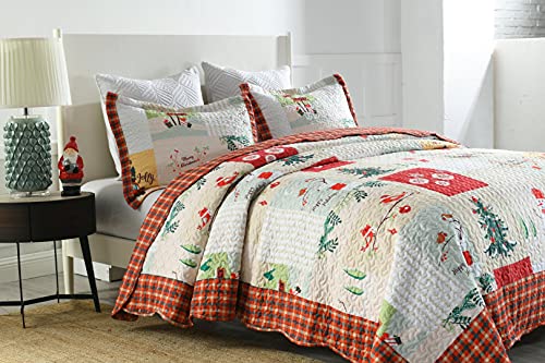 White Queen Christmas Quilt Bedspread Set P1871