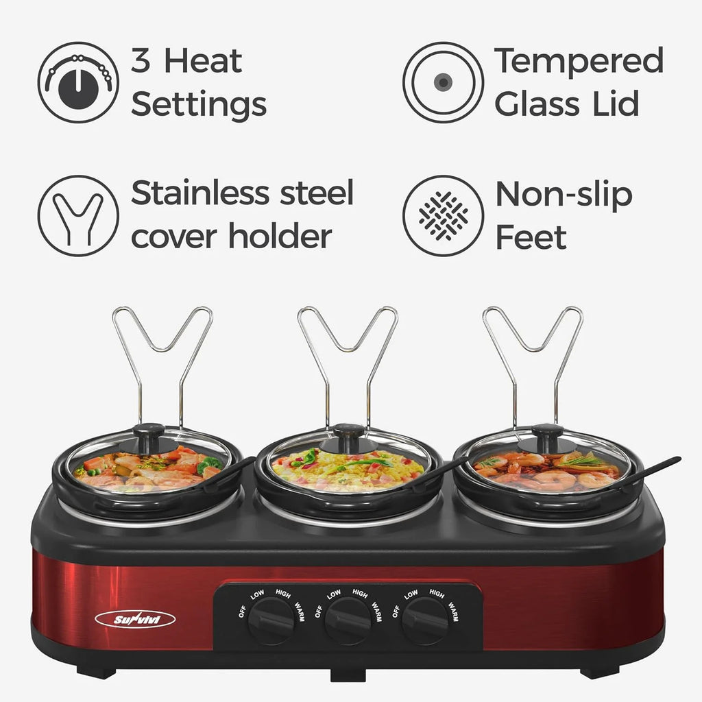 Triple Slow Cookers, 3x1.5 Qt, Stainless Copper Q183