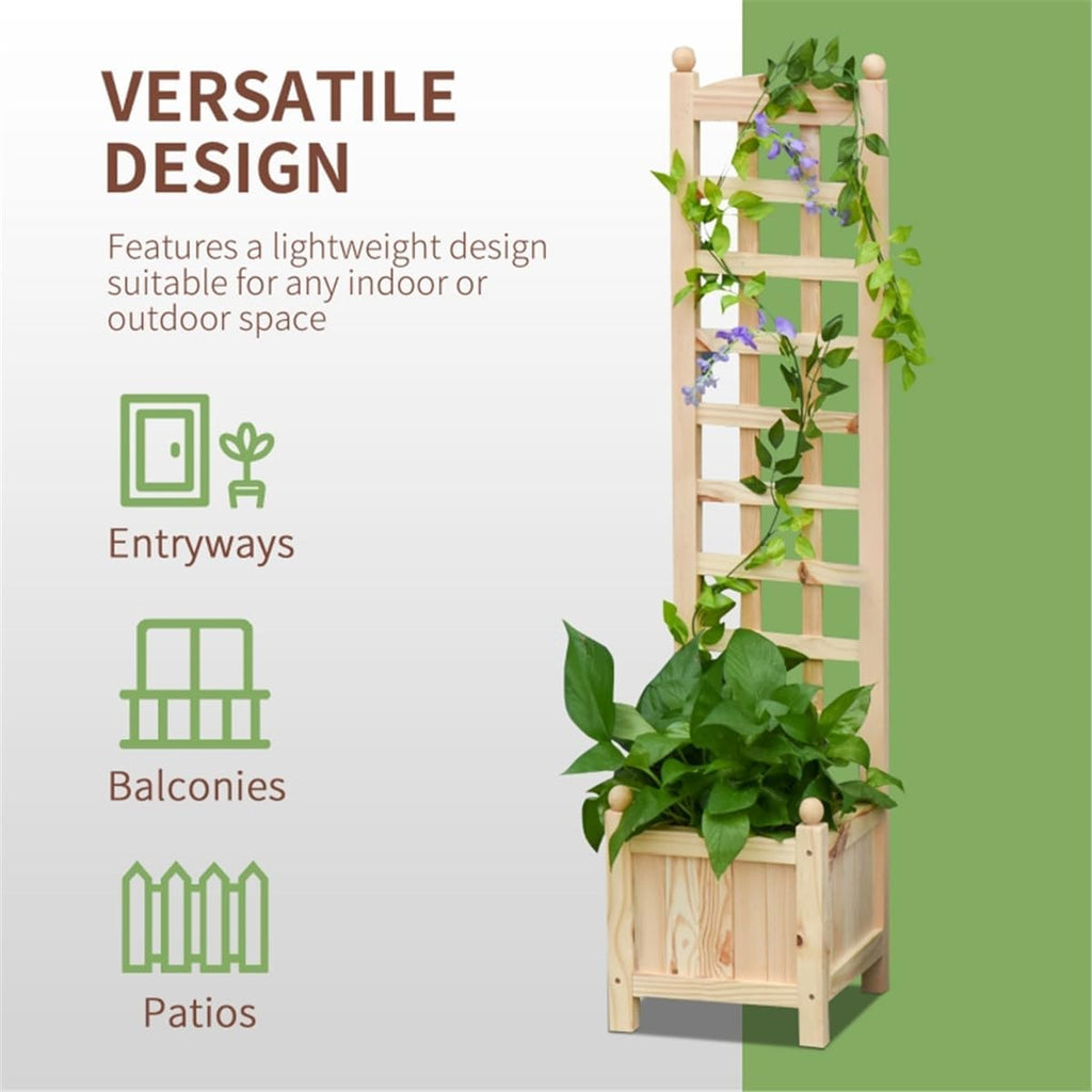 Raised Garden Bed Wood Planter with Trellis J78138
