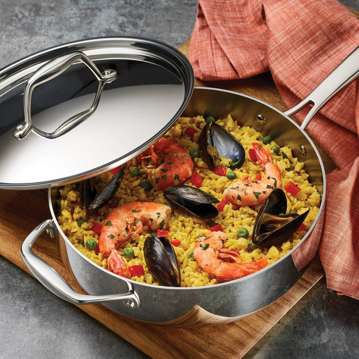 Tri-Ply Clad 3-Quart Covered Deep Saute Pan R538077