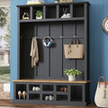 White 47.2'' Wood Hall Tree with Shoe Storage Bench S938