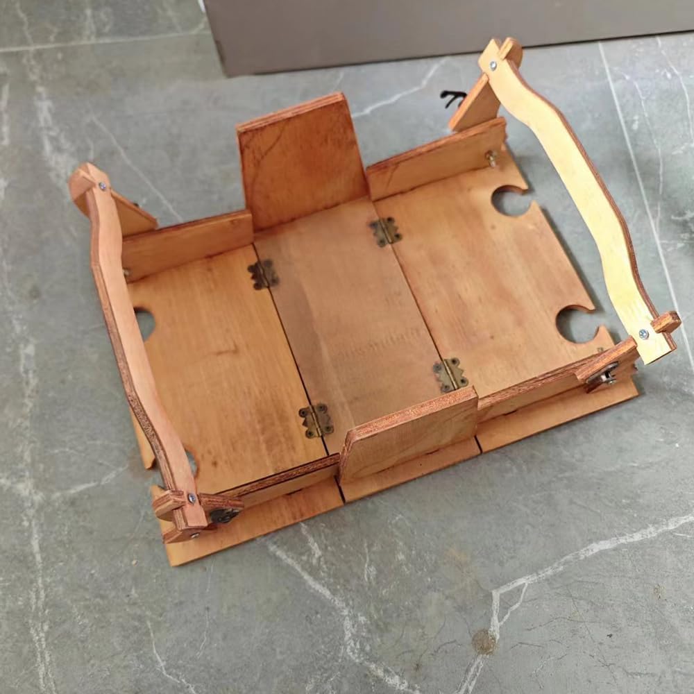 Wooden Folding Picnic Basket Table with Wine Glass Holder M449