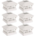 6 Pack White Solar Powered Post Cap Light V28855