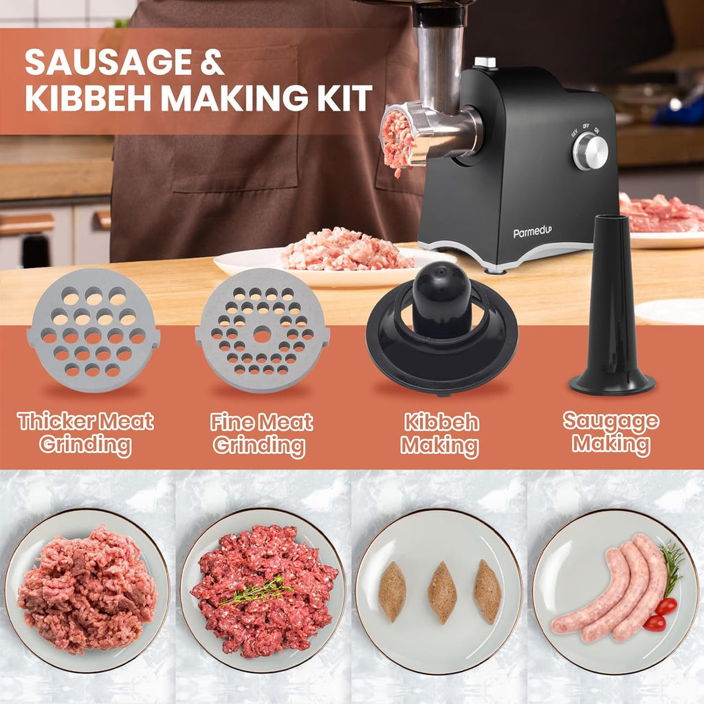 Electric Cheese Grater & Meat Grinder with 2 Plates, 11 Attachments B62840