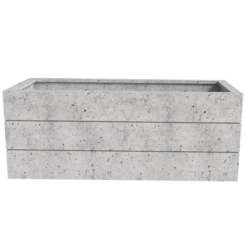 Rectangular Fiberstone and Clay Planter with Drainage Holes (Brown) C245136