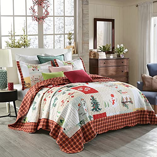 White Queen Christmas Quilt Bedspread Set P1871