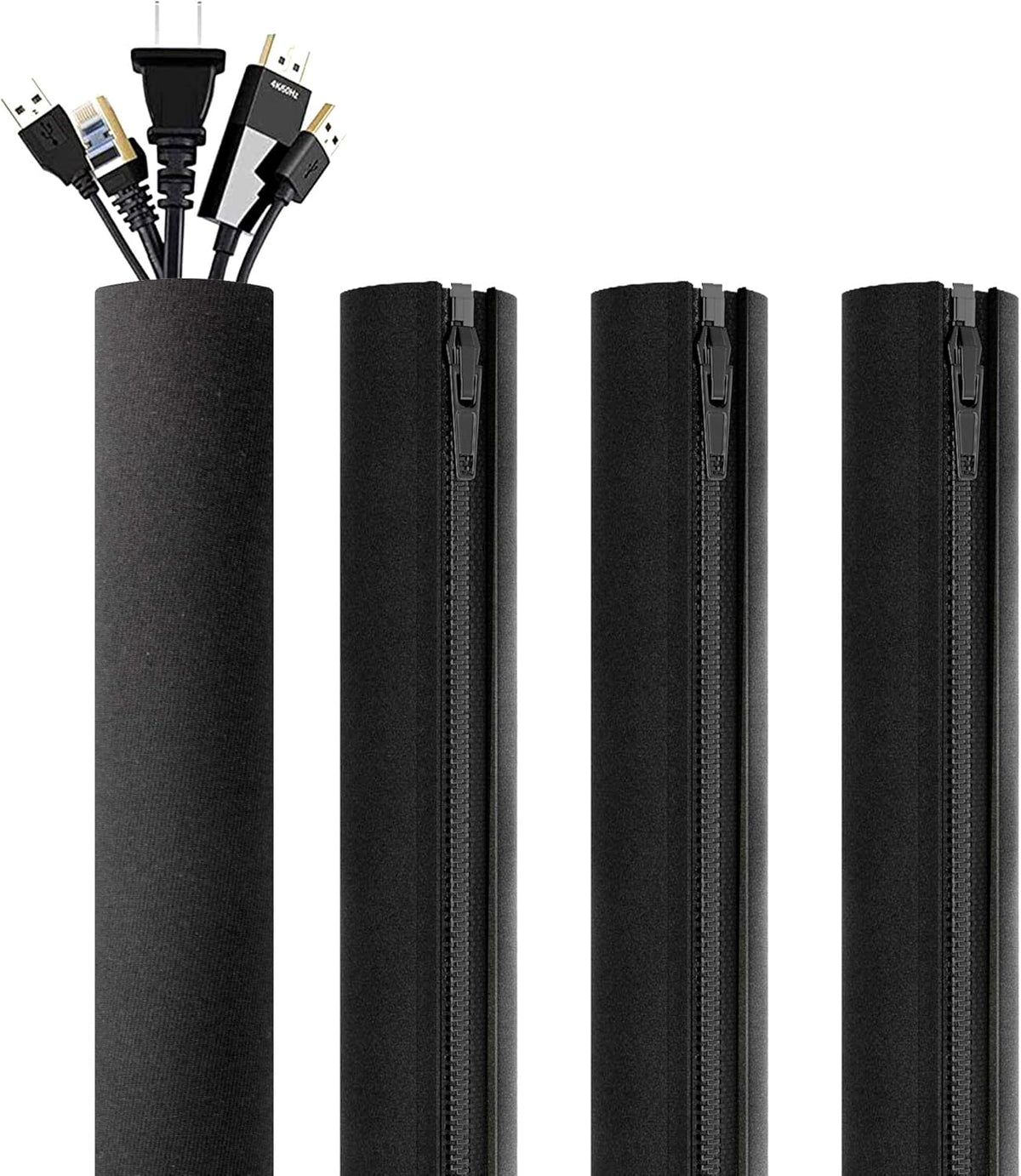 4 Packs Black Cable Management Sleeve N9180