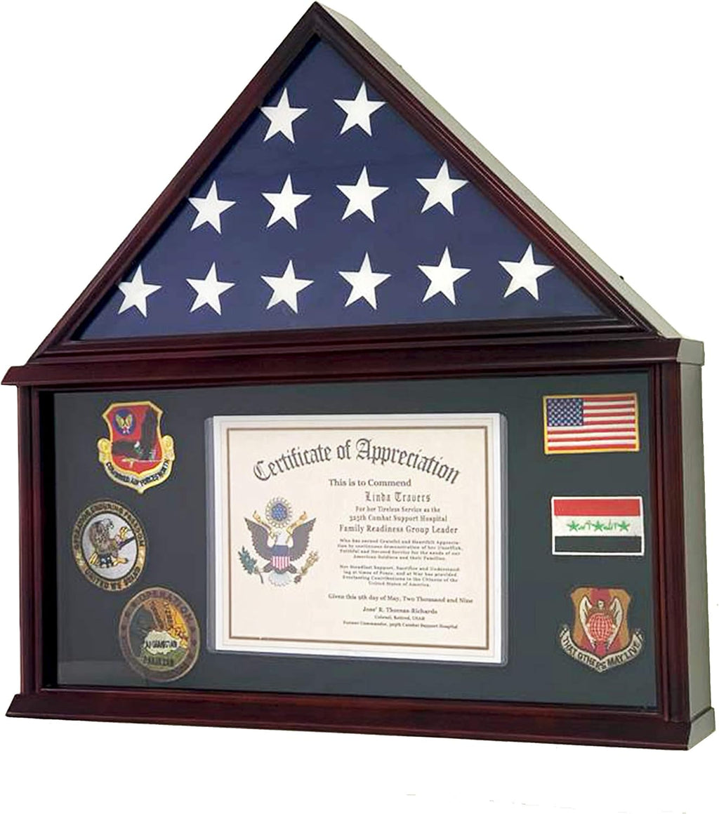 Large Solid Wood Flag Display Case G970