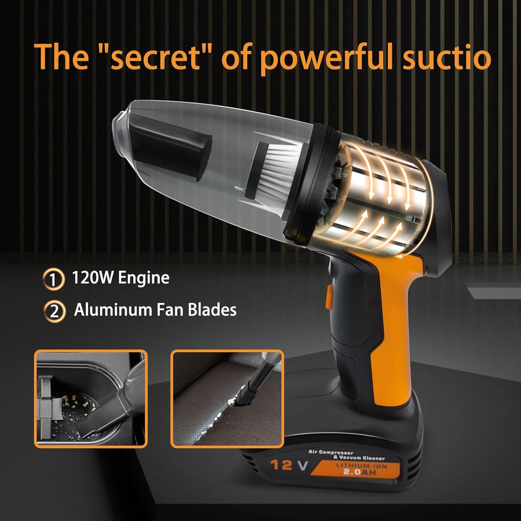 Cordless Rechargeable Handheld Car Vacuum Tire Inflator O419922