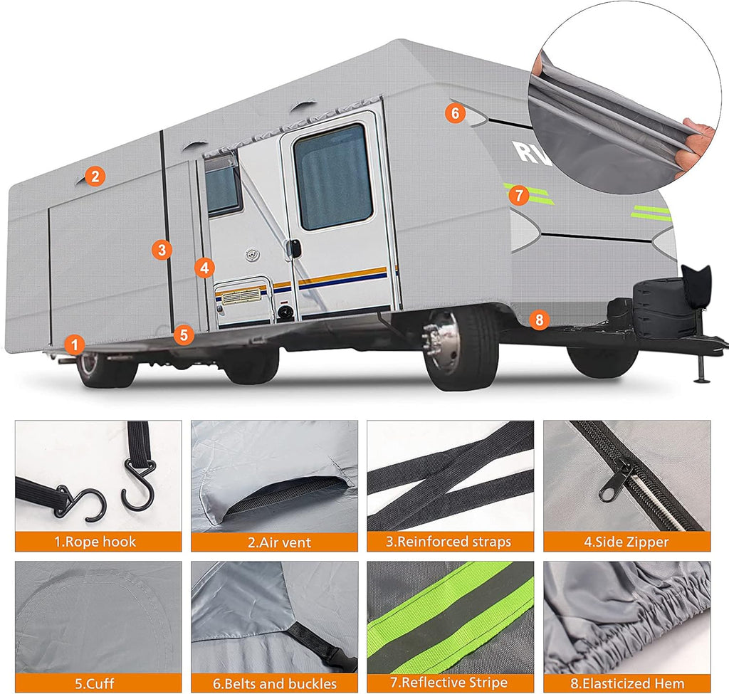 34'1 - 37' Breathable Waterproof RV Cover with Tire Covers Y39104