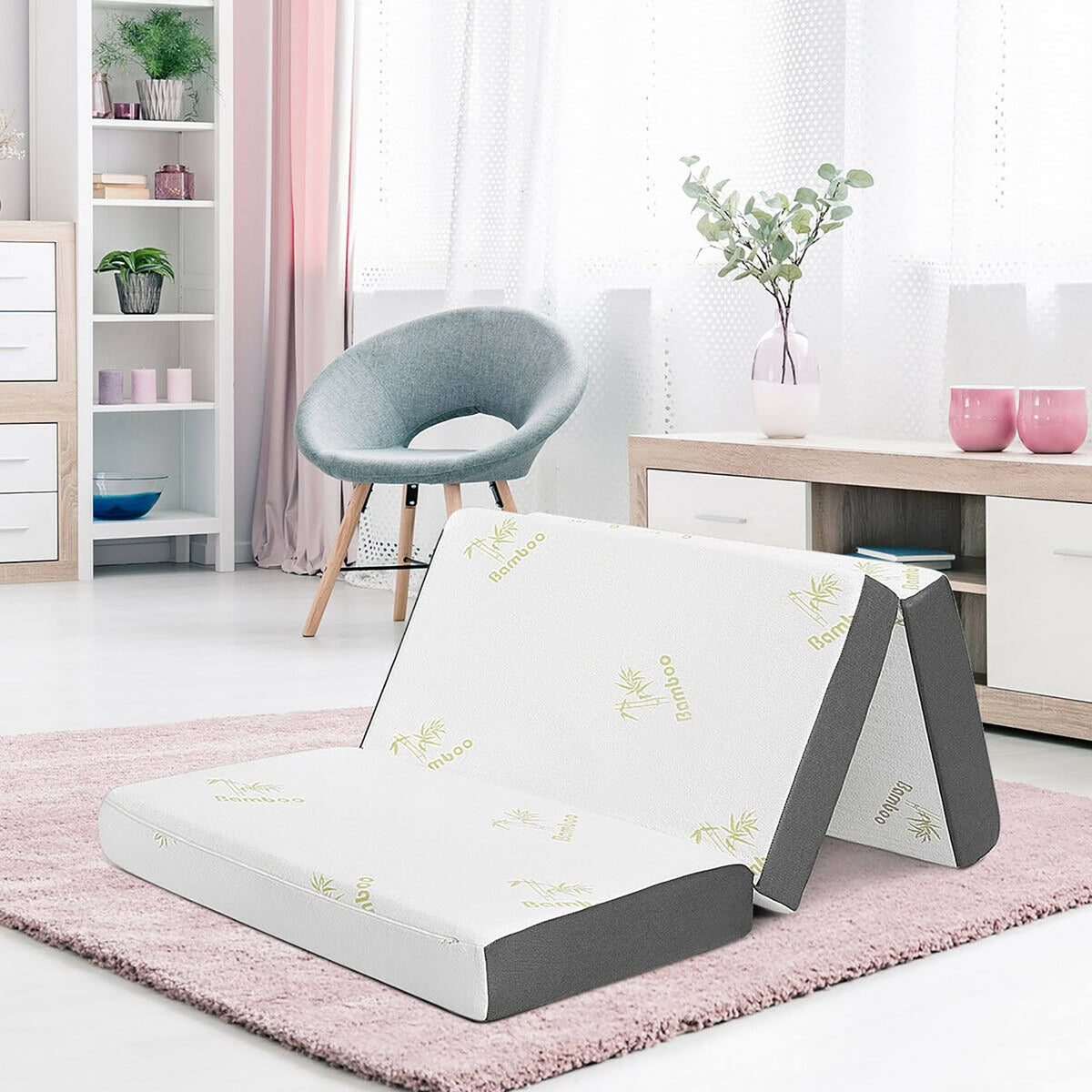 Full Size Tri-Folding Memory Mattress with Carry Bag W50977