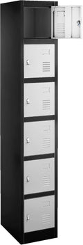 6 Metal Wall Lockers Storage Cabinet Black/Grey G303460