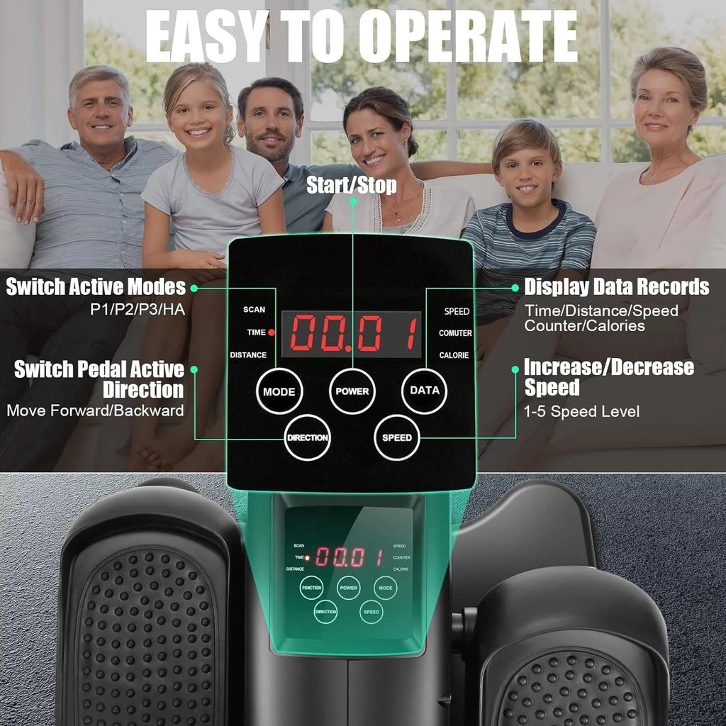 Under Desk Electric Seated Pedal Exerciser with LCD Display and Remote Control T7362