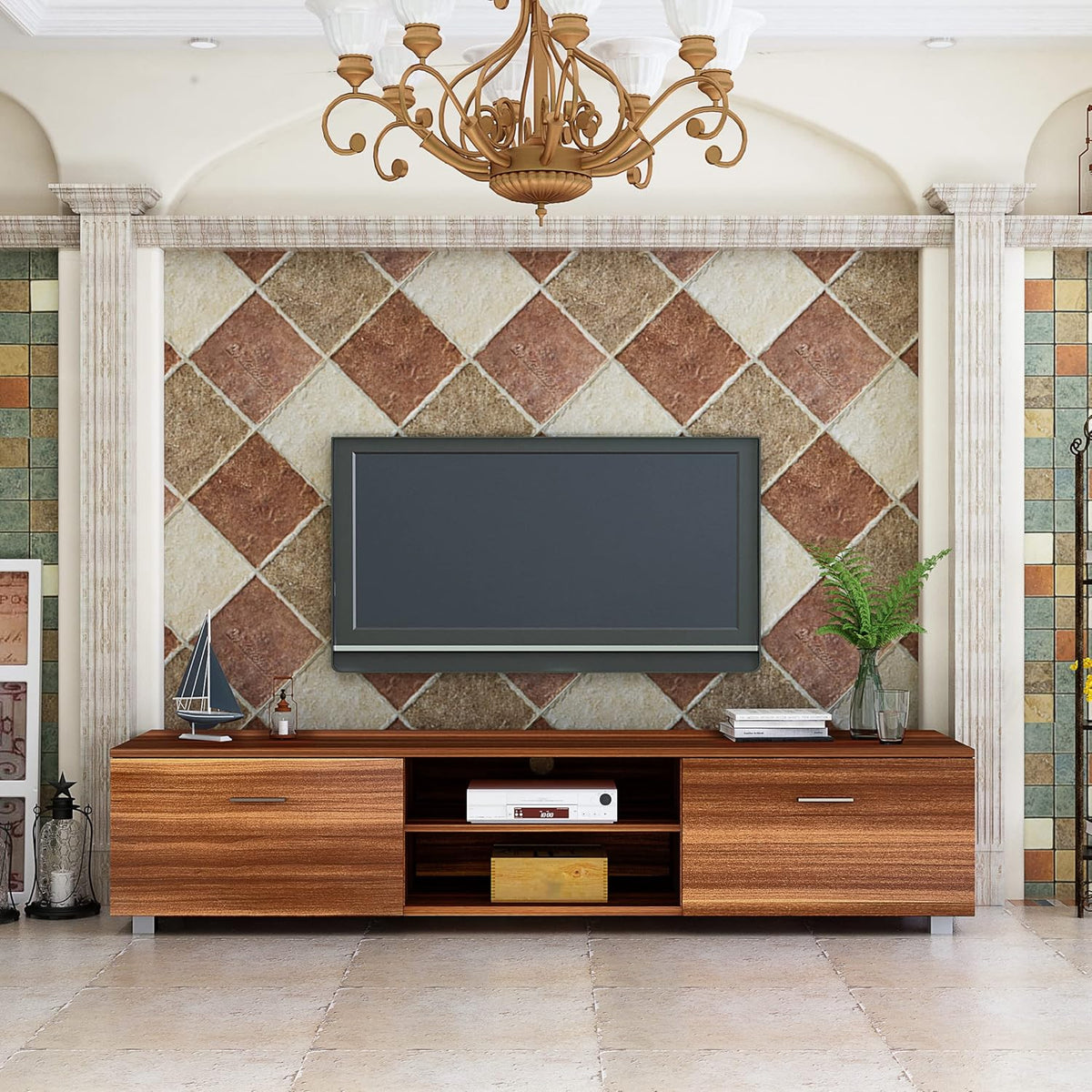 Warm White Wood TV Stand C73015