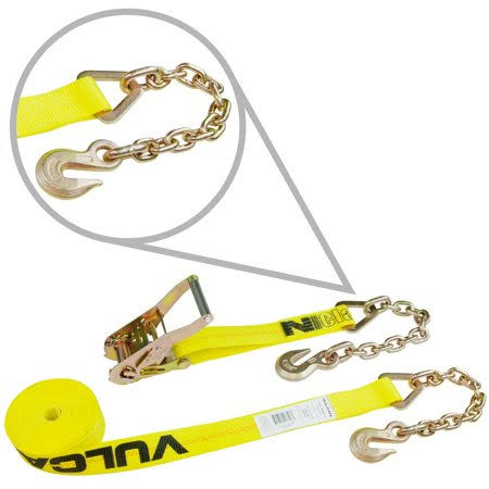 2 inch x 27' Ratchet Strap with Chain Anchors V797