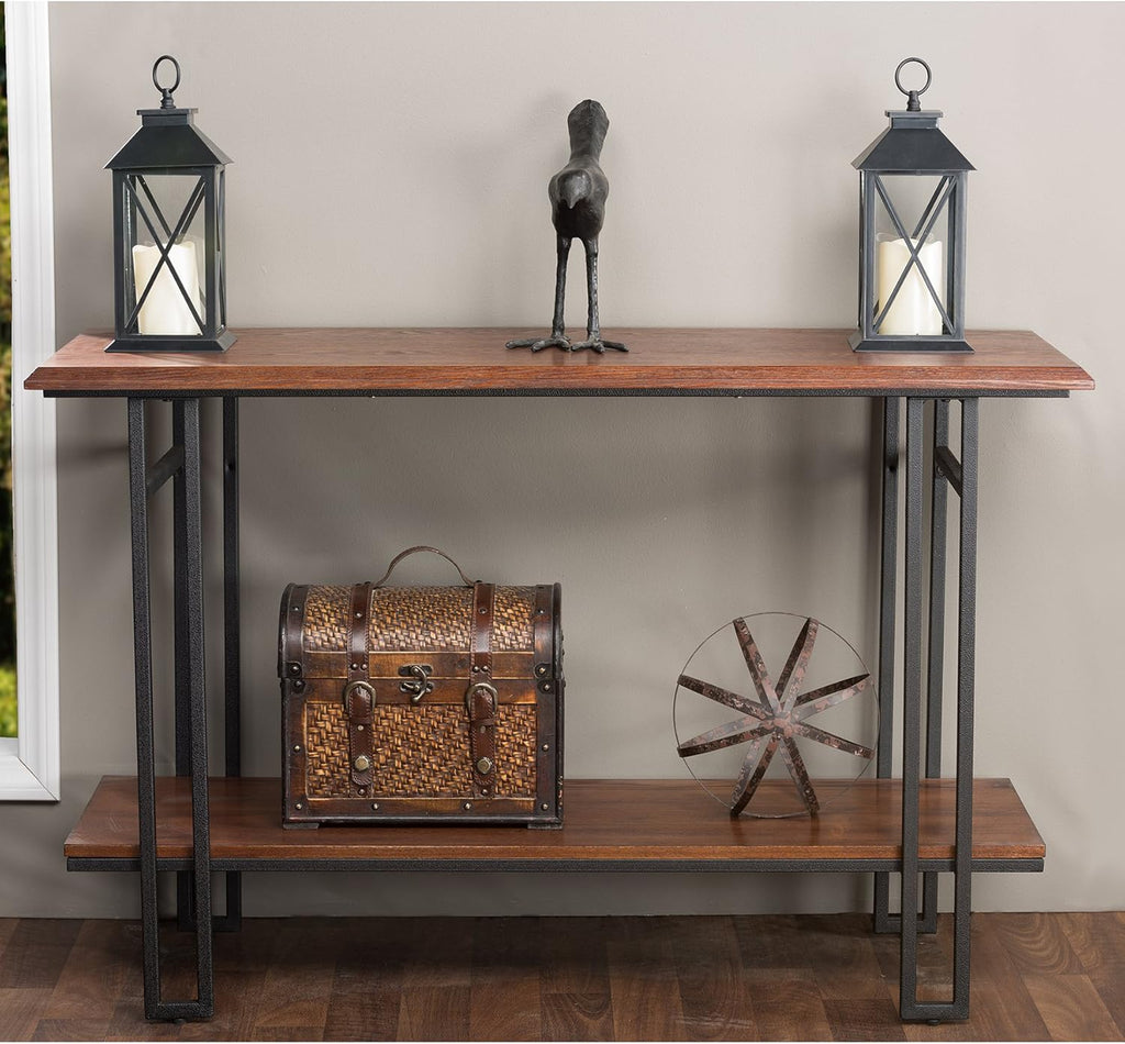 Brown Wood and Metal Console Table M836417