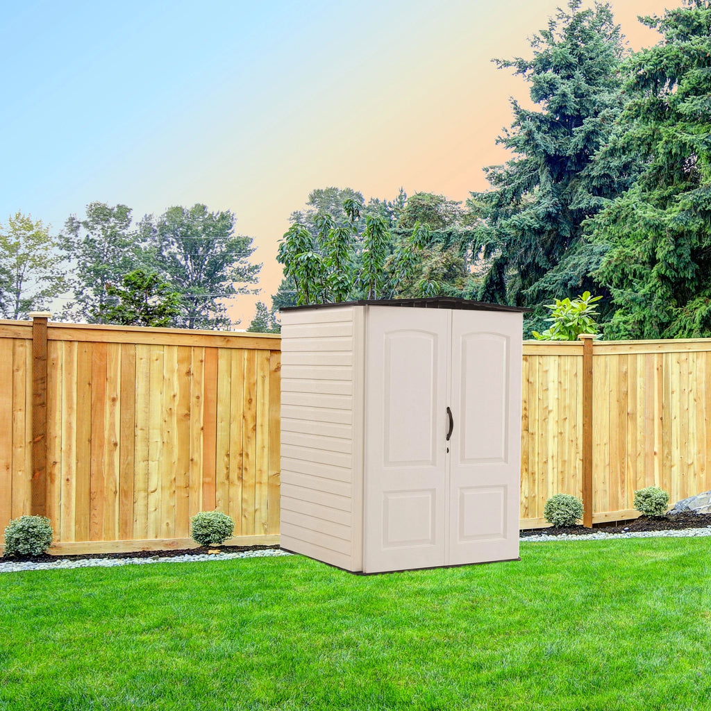 Medium Vertical Storage Shed, Resin, Beige, 72" H x 53.2" W x 57" L V7722