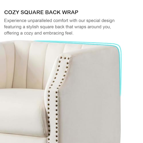 Swivel Barrel Chair Set of 2 Upholstered with Brass Rivets O8139