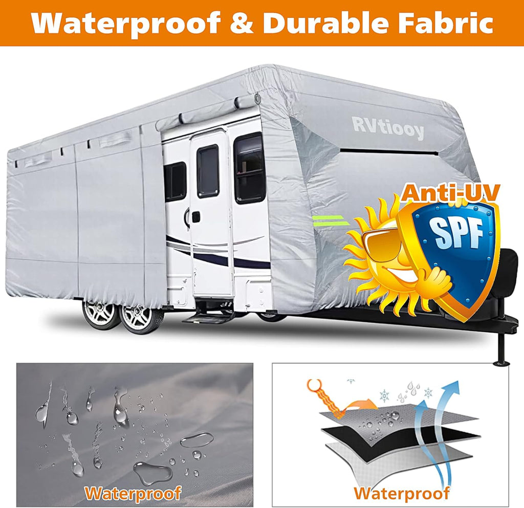 34'1 - 37' Breathable Waterproof RV Cover with Tire Covers Y39104