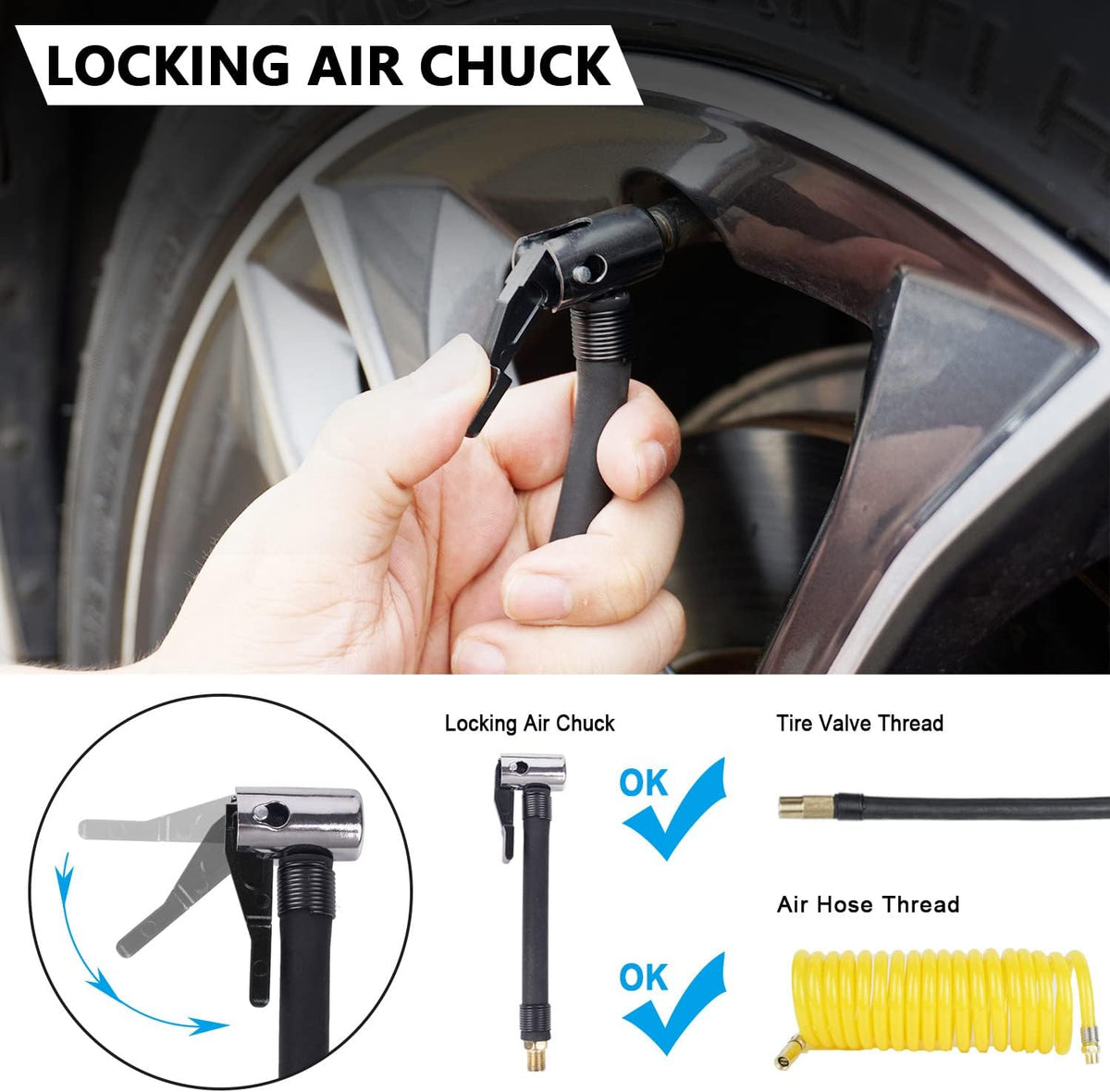 Portable 12V Heavy Duty Metal Tire Inflator 150PSI Air Compressor G46605