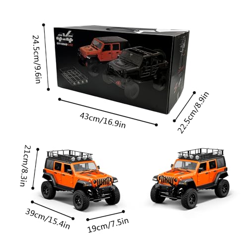 Orange 1/12 RC Rock Crawler 4WD Truck with 3pcs 1500mah Battery W135564