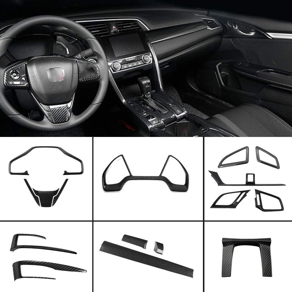 Full Set Car Interiors Instrument Panel Center Console Moulding Trim Air Outlet Steering Wheel Cover 16Pcs H58682