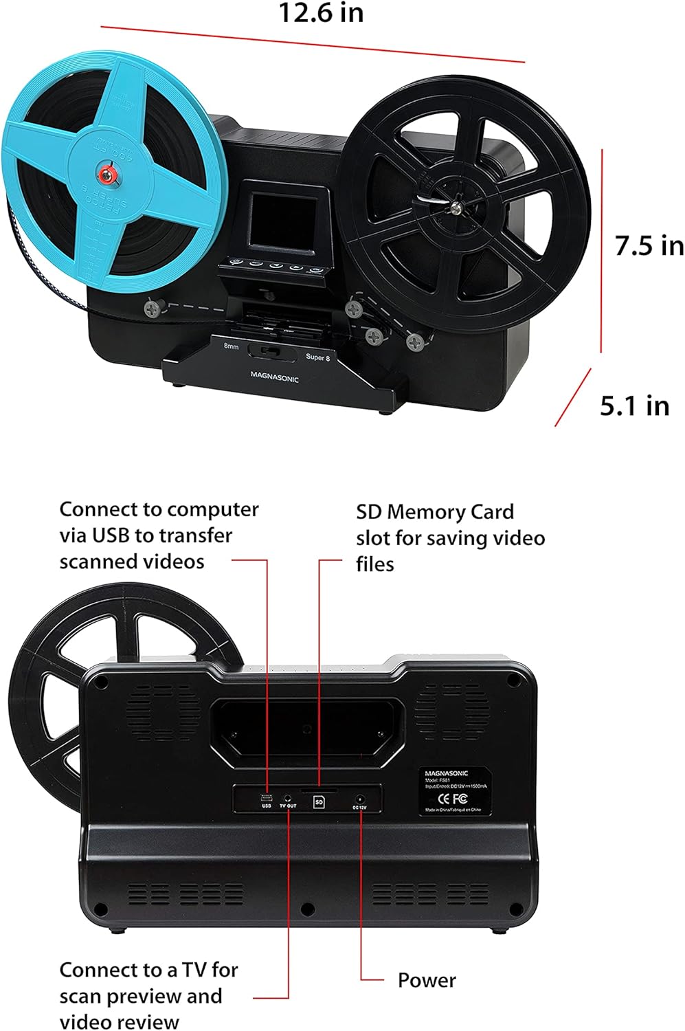 Super 8/8mm Film Scanner with 2.3 Screen E56701