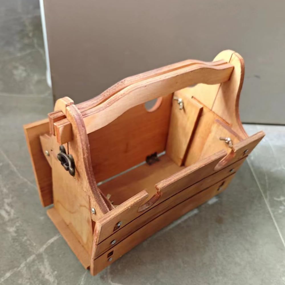 Wooden Folding Picnic Basket Table with Wine Glass Holder M449