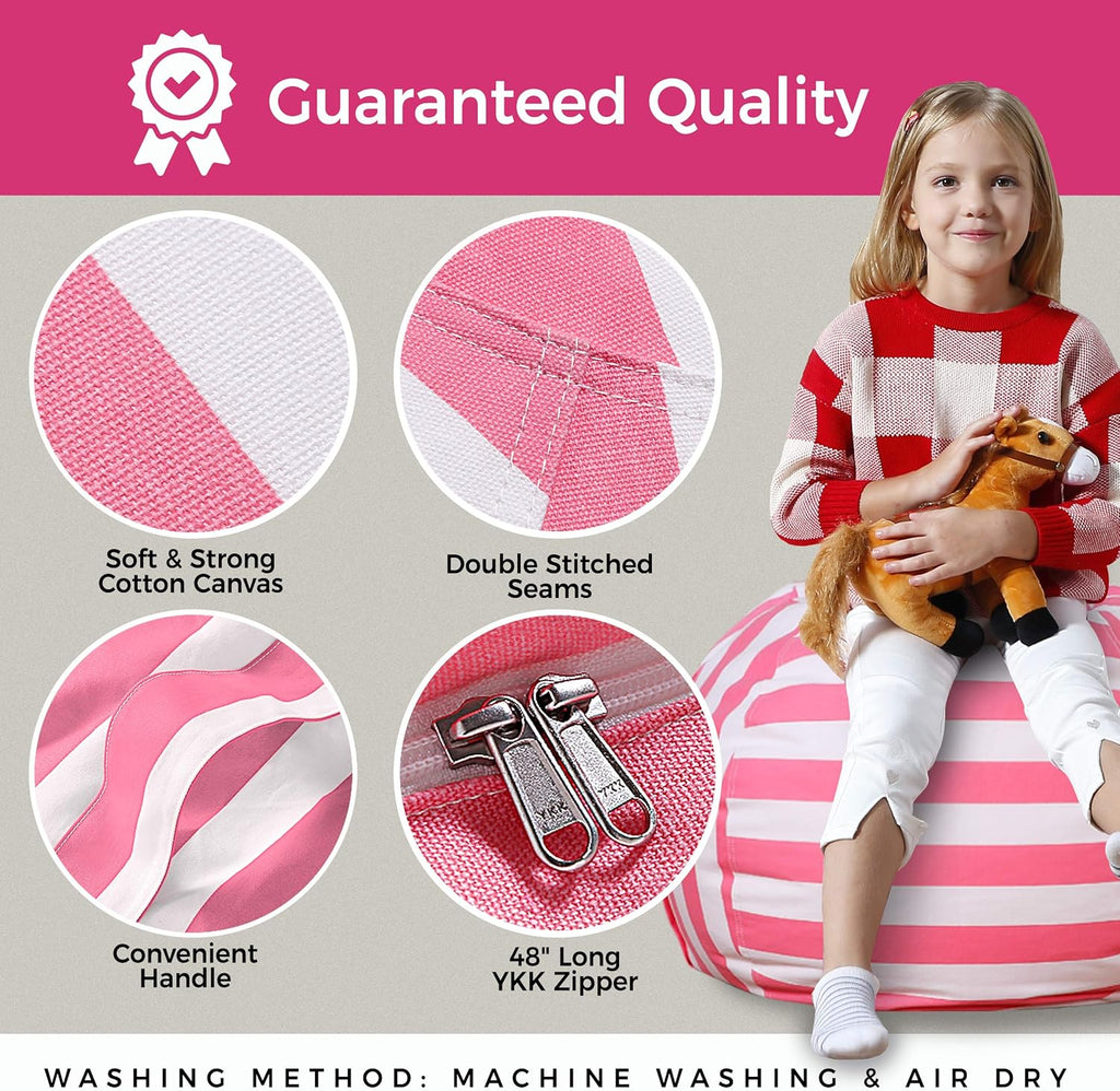 Medium Canvas Stripes Pink/White Beanbag Cover H1350