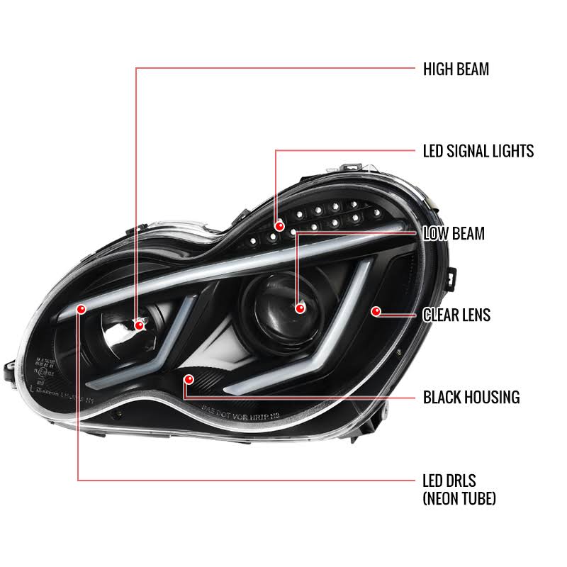 Black LED Projector Headlights A879