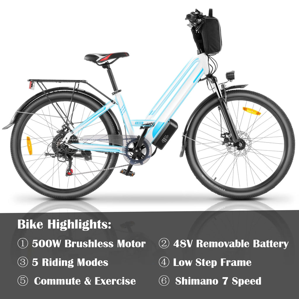 26'' Electric Bike with Carrier Rack S2221