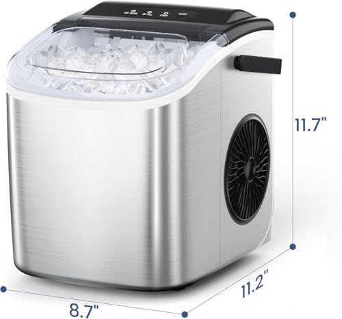Stainless Steel Countertop Ice Maker, 26.5Lbs per Day, Portable with Auto-Cleaning N574