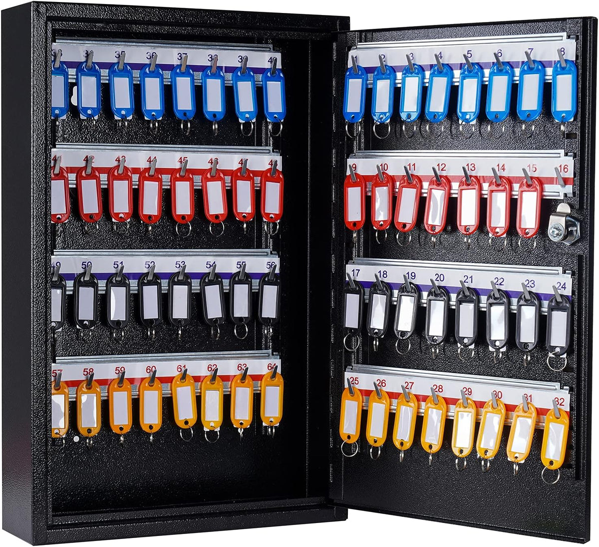 Black Metal Key Cabinet with Key Tags V403