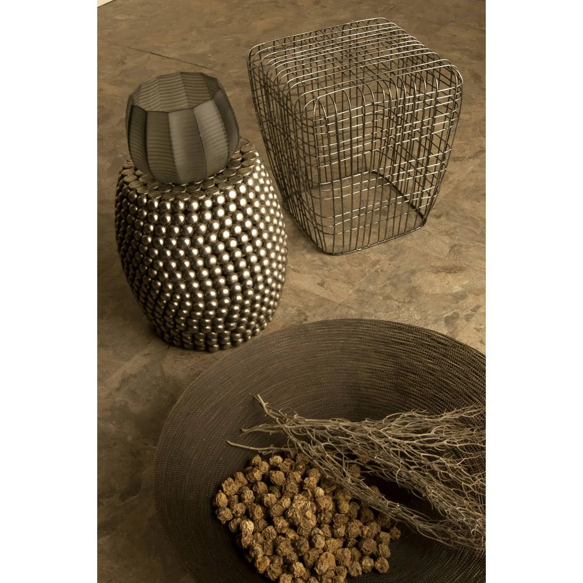 Pewter Pebble Stool S104