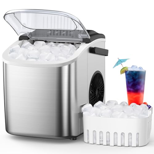 Stainless Steel Countertop Ice Maker, 26.5Lbs per Day, Portable with Auto-Cleaning N574
