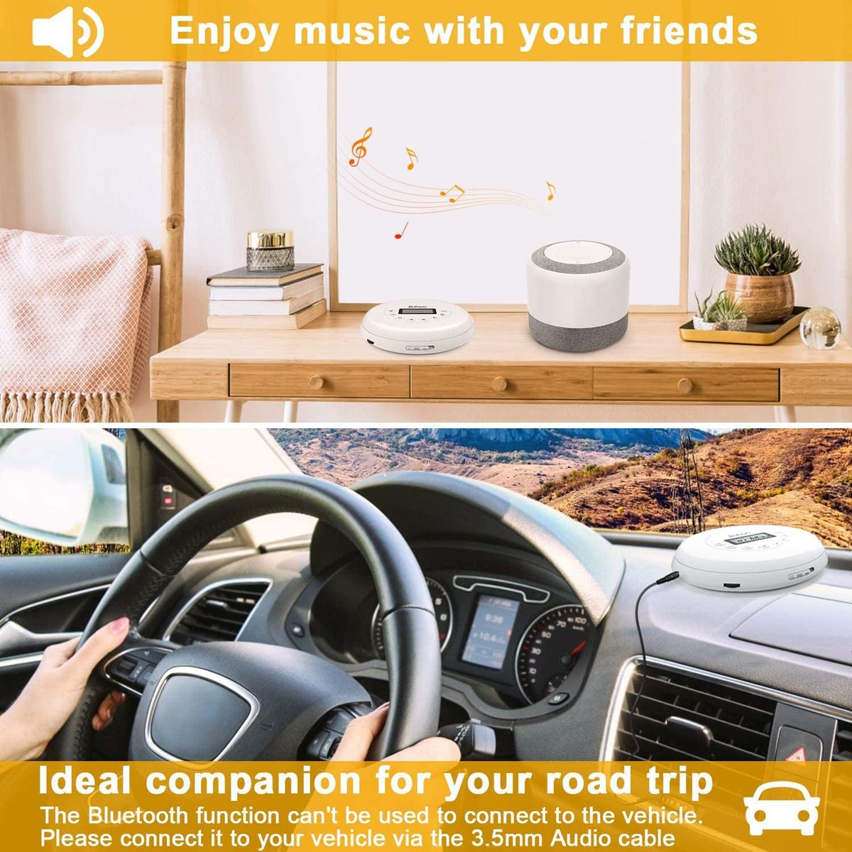 Portable CD Player with Bluetooth, LCD Display, Pack of 2 K14049